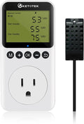KETOTEK Digital Humidity Controller Outlet Plug with Sensor Probe, 120V Humidistat Controller Plug for Reptile Mushroom Greenhouse, Humidity Switch Outlet
