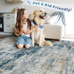 pmtsns Area Rugs 8x10 for Living Room: Washable Rug Modern Abstract Neutral Soft Non-Slip Low-Pile Indoor Large Carpet for Bedroom Dining Room Home Office Children's Room(BlueGreyGold, 8'x10') - Image 5