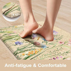 KIMODE Kitchen Mats for Floor Anti Fatigue, Boho Flower Kitchen Rug 20"x39" - Image 3