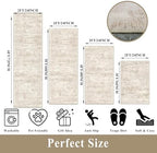 4 Piece Washable Kitchen Rug Set, Non Slip Kitchen Mats for Floor Stain Resistant Waterproof Kitchen Sink Rug Set for Kitchen, Floor, Office(Cream Beige, 2x3+2x4+2x5+2x6) - Image 2