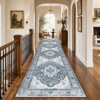 RELEANY Washable Area Rug, Runner 2'6"x14', Grey/White/Beige - Image 2