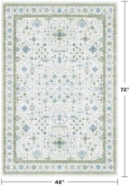 Blue and Green 4x6 Rugs for Small Living Room - Oushak Boho Pastel, Low Pile Non Slip Stain Resistant Throw Rug for Under Bed, Large Entryway, Kitchen, Floor Carpet Aesthetic Boys - Image 2