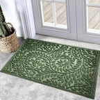 Bulijojo Front Door Mat Entrance,Durable Heavy Duty Welcome Mat,Thick Absorbent Natural Rubber Non Slip Mat,Sturdy Entryway Green 23"x35" by ShowYourStyle
