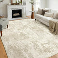 RELEANY Washable 9'x12' Abstract Area Rug for Living Room Cream Beige by RELEANY