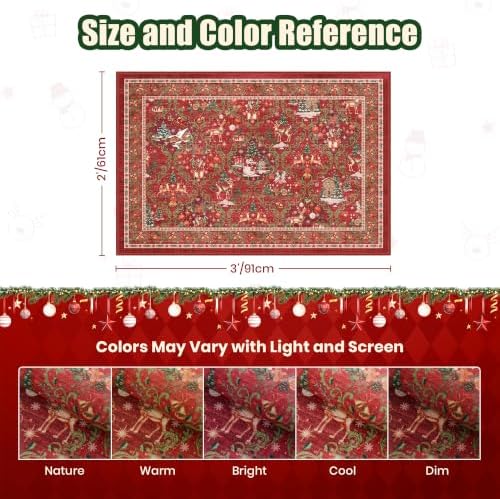 2x3 Christmas Rug,Small Washable Entryway Rug Non Slip,Red - Image 2