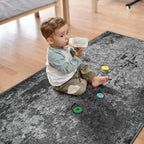 3x12 Black Rug Runners for Hallways Kitchen Runner Rug Non Slip Washable Black Long Runner Rugs with Rubber Backing Soft Abstract Carpet Runner for Bedroom, Kitchen, Bathroom, Entryway - Image 3