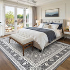 8x10 Area Rugs for Living Room, Washable Non-Slip Rug, Oriental Light Grey - Image 3