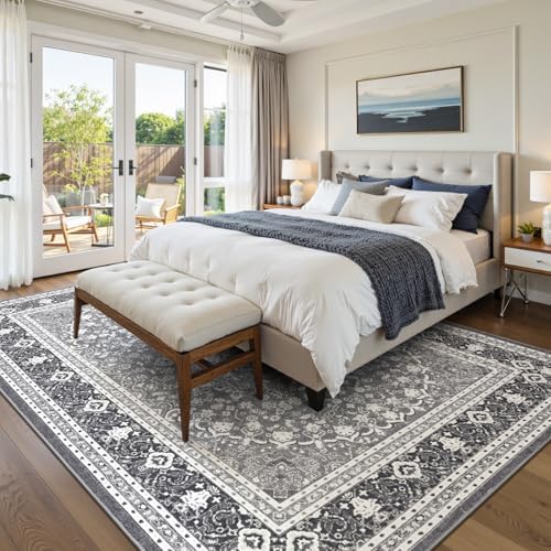 8x10 Area Rugs for Living Room, Washable Non-Slip Rug, Oriental Light Grey - Image 3
