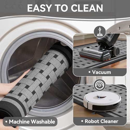 Kitchen Mats for Floor, Non Slip Kitchen Rugs, 17x47 Grey - Image 4