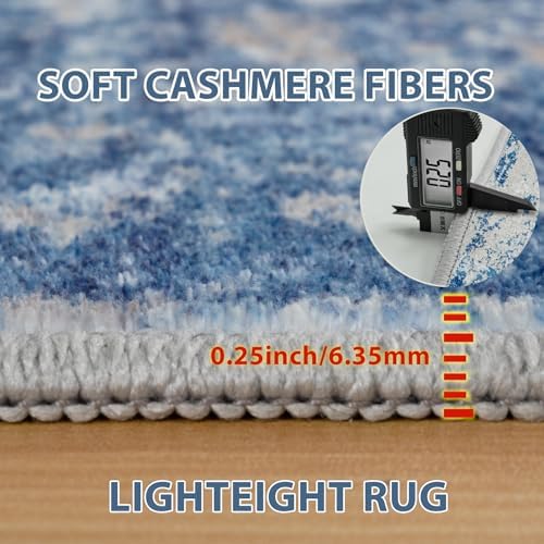 4x6 Area Rugs for Living Room Washable Bedroom Dining Room Blue Grey White - Image 6