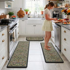 Collive Kitchen Rugs Sets of 3, Half Moon Rug Kitchen Floor Mat Sets, Black by Collive