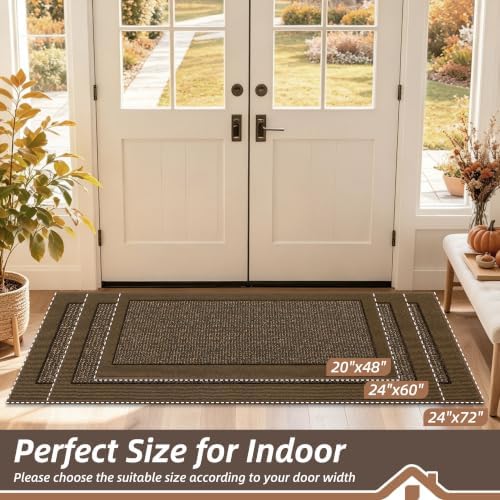 BEQHAUSE Indoor Door Mat 24" x 60", Dirt Trapper Door Mats, Brown - Image 2