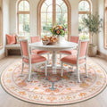RELEANY Washable Area Rug, Round 7ft, Pink/Light Pink/Colorful by RELEANY
