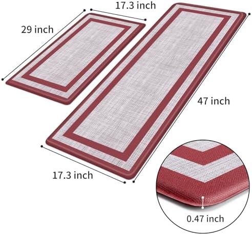 Mattitude Kitchen Mats Set of 2,Cushioned Anti-Fatigue Non-Skid Rug Sets - Image 3