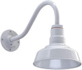 Steel Lighting Co. Hawthorne Barn Light | Outdoor Wall Mounted | 8 inch Dome | 16 inch Gooseneck| Small Farmhouse Light Made in America | White Exterior/White Interior