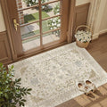 Madane Washable Entry Rug 3x4 Area Rugs for Entryway Kitchen, Beige/Blue by Madane