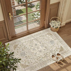 Madane Washable Entry Rug 3x4 Area Rugs for Entryway Kitchen, Beige/Blue by Madane