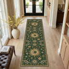 Vacuum-Friendly, 2x8 Washable Area Rug, Green Gold Yellow - Image 2