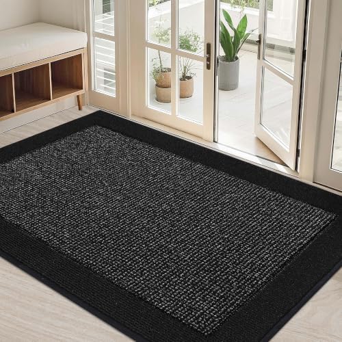 BEQHAUSE Indoor Door Mat 32" x 48", Dirt Trapper Door Mats, Black by BEQHAUSE