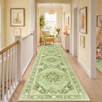 RELEANY Washable Area Rug, Runner 2'6"x12', Green/Yellow - Image 2