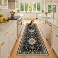 RELEANY Washable Area Rug, Runner 2'6"x8', Black/Neutral by RELEANY