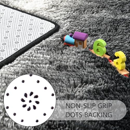 6x9 Large Black and White Fluffy Area Rug Non-Slip for Living Room Bedroom - Image 5