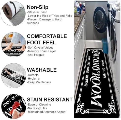 Non-Slip Laundry Room Rug Runner, Farmhouse Washable Laundry Mat - Image 3