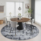 Round Area Rug Living Room: 5 ft Modern Washable Carpet Dark - Image 5