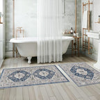 Kitchen Sink Rugs Set 0f 2: Washable Non-Slip Hardwood Floor Mat for Stove Dishwasher Fronts Soft Stain Resistant Carpet for Cooking Area & Fridge Boho Home Decor for High Traffic Area(2x3+2x4,Blue) - Image 5