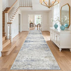3x12 Runner Rug Non Slip,Washable Hallway Runner Rug,Blue by Restydon