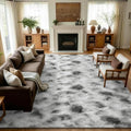 8x10 Extra Large Tie-Dyed Grey and White Fluffy Area Rug Non-Slip for by ModernHomeDecor