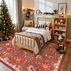 Washable Area Rug Red 5x7 Christmas Rug for Living Room Bedroom Non Slip - Image 4