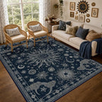 Vacuum-Friendly, 6x9 Washable Area Rug, Blue Gray White by meejou