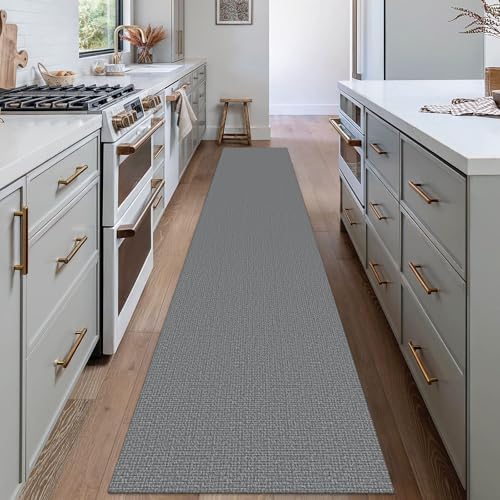 EARTHALL Washable Runner Rug, Non Slip Hallway Runner, 2x12 Ft, Dark Gray - Image 6