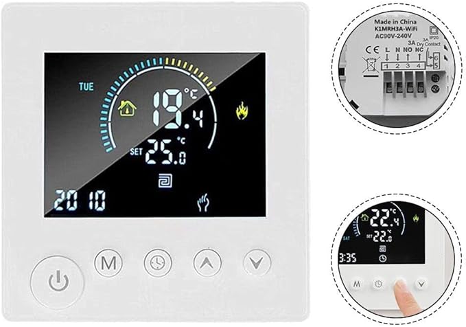 Sumsoctober Smart WiFi Floor Heating Thermostat for Tuya Programmable Energy Saving Controller with Child Lock and Weather Updates(3A)