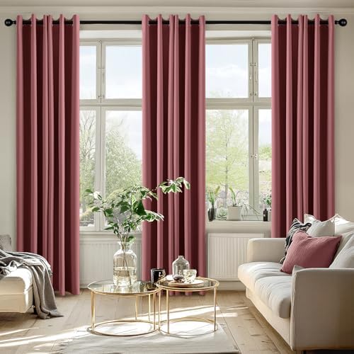 MIULEE Blackout Curtains for Bedroom 2 Panels 40 x 84 Inch Long Dusty Rose - Image 6