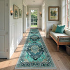 RELEANY Washable Area Rug, Runner 2'6"x14', Teal by RELEANY