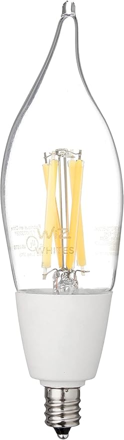 WiZ Clear 40W BA11 Tunable White Filament LED Smart Candle-Shaped Bulb - Pack of 1 - E12- Indoor - Connects to Your Existing Wi-Fi - Control with Voice or App - Matter Compatible