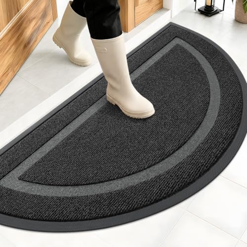OLANLY Half Circle Front Door Mat Outside 47x23 All-Season Rubber Doormat by OLANLY
