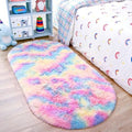 2x5 Rainbow Fluffy Soft Oval Rug Non-Slip for Kids Bedroom Nursery Playroom by ModernHomeDecor