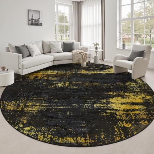 Round Area Rug Living Room: 8 ft Modern Washable Indoor Carpet by FXRHLP