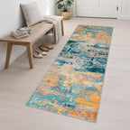 2.6x10 Washable Runner Rug:Modern Abstract Soft Carpet Rosy Haze - Image 3
