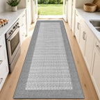 StepRite Kitchen Rugs, Kitchen Mats for Floor, 70"x20" Non-Slip Machine-Washable Kitchen Throw Rug, Light Grey by Bringcushiontoyourlife