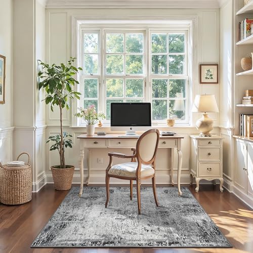 Entryway Rug 3x6 Grey Bedroom Area Rug Washable Non Slip Abstract Boho Rugs for Indoor Entry, Kitchen, Classroom, Bathroom, Kids Girls Room, Office, College Dorm Small Carpet - Image 5
