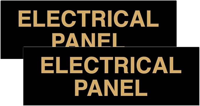 All Quality Basic Electrical Panel Sign - Fire Regulation Safety Compliance Sign - Black/Gold - Small (2 Pack)