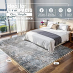 8x10 Area Rugs for Living Room Washable Bedroom Dining Room Brown Blue - Image 2