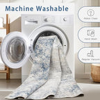 8x10 Washable Area Rugs for Living Room,Bedroom,Dining Room- Blue Beige - Image 4