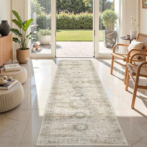 Rug Runners for Hallways Non Slip - 2x8 Runner Rug for Bedroom, Washable Runner with Rubber Backing, Soft Low-Pile Carpet for Kitchen, Laundry, Bathroom (2'x8', Grey/Yellow) - Image 3