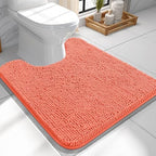 OLANLY Toilet Rugs U-Shaped 24x24, Soft Absorbent Chenille Contour Rugs by OLANLY