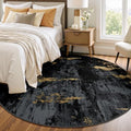 RELEANY Washable Round 6ft Area Rug for Living Room Black Gold by RELEANY
